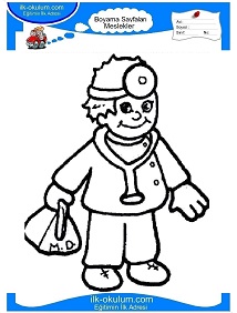 Çocuklar İçin Doktor Boyama Sayfaları 